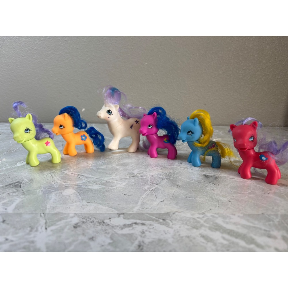 Vintage Miniature Pony Figures Lot of 6‎ Colorful Toy Horses 80's Brushable Hair
